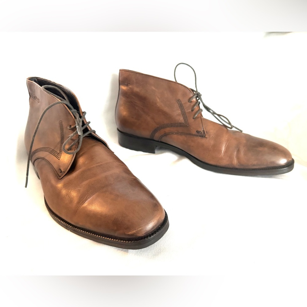 Hugo Boss Men's Brown Leather Boots Shoes sz 11.5